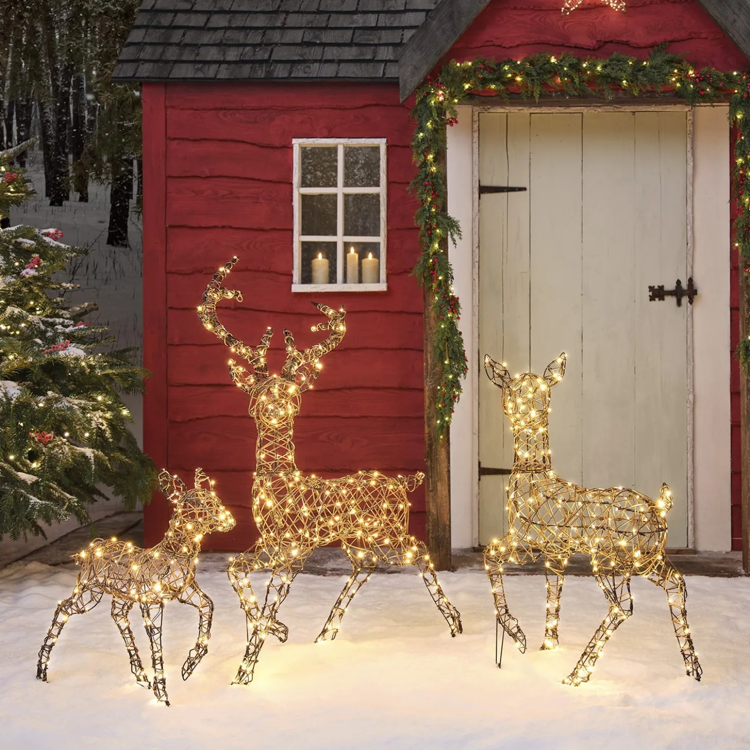 3er Set LED-Rentierfamilie L Studley
