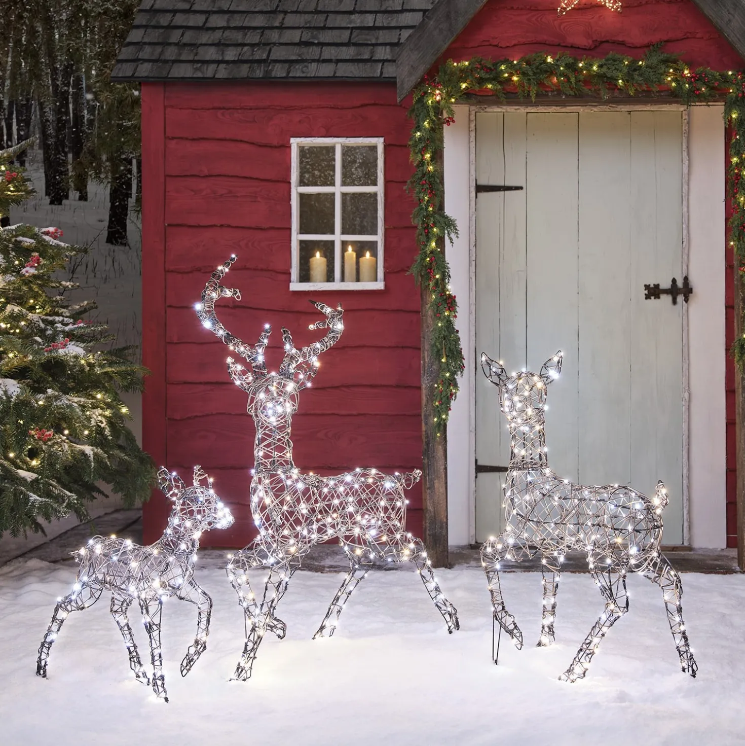 3er Set LED-Rentierfamilie L Studley