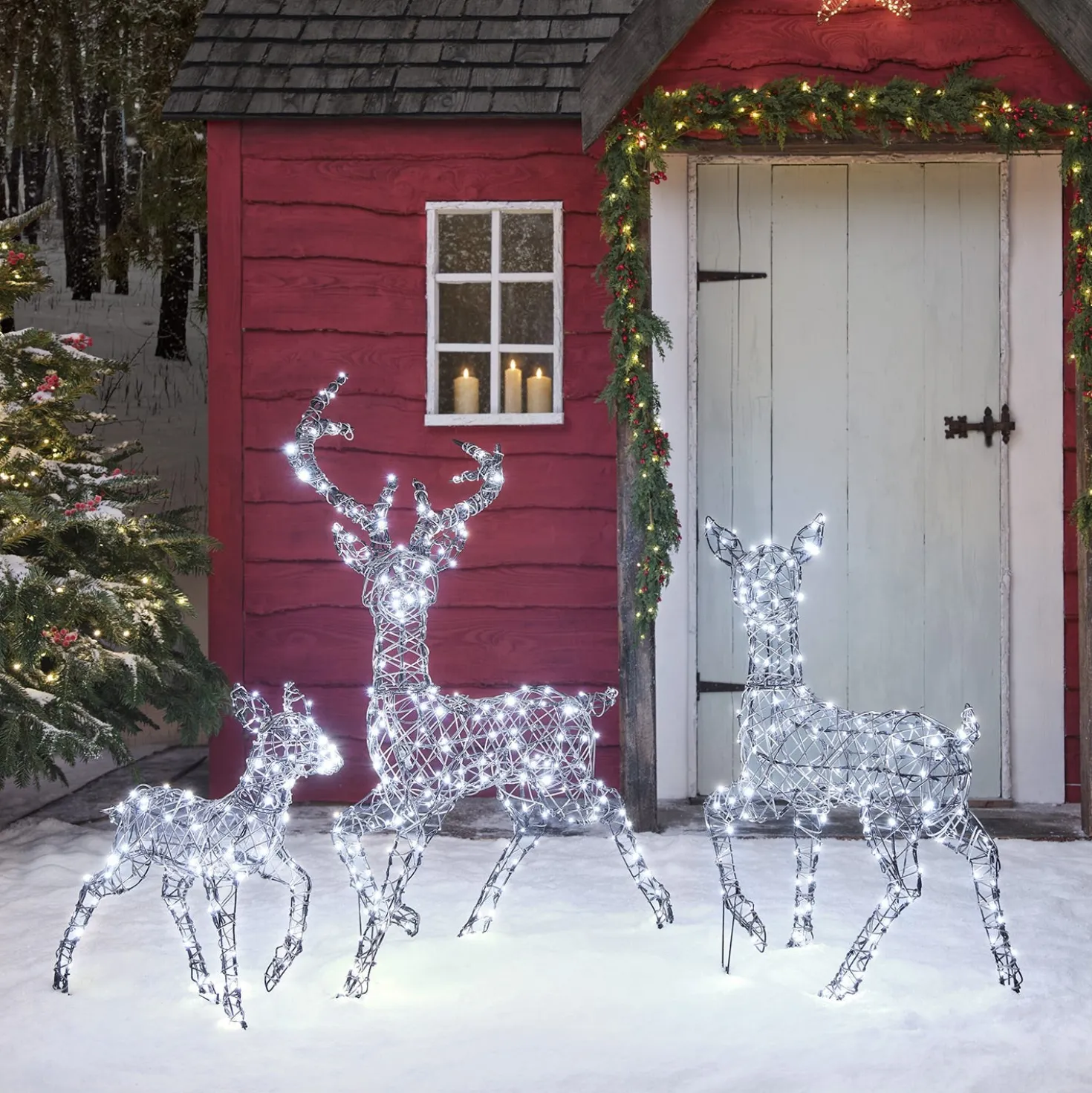 3er Set LED-Rentierfamilie L Studley