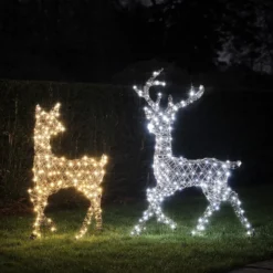 2er Set LED-Rentier Hirsch & Hirschkuh L Studley