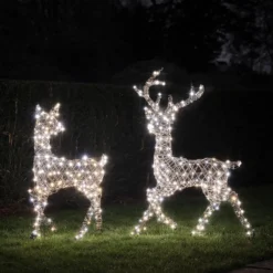 2er Set LED-Rentier Hirsch & Hirschkuh L Studley