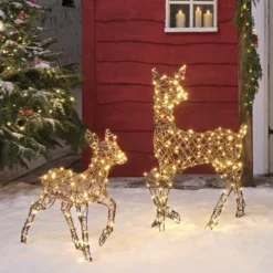 2er Set LED-Rentier Hirschkuh & Rehkitz L Studley