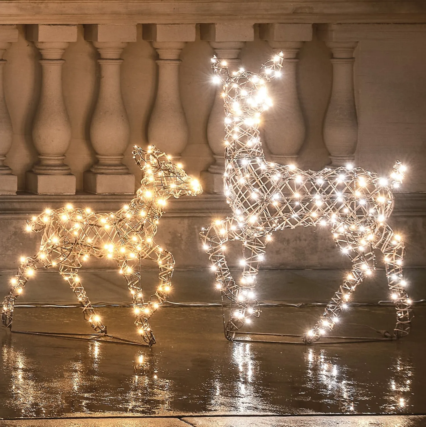 2er Set LED-Rentier Hirschkuh & Rehkitz L Studley