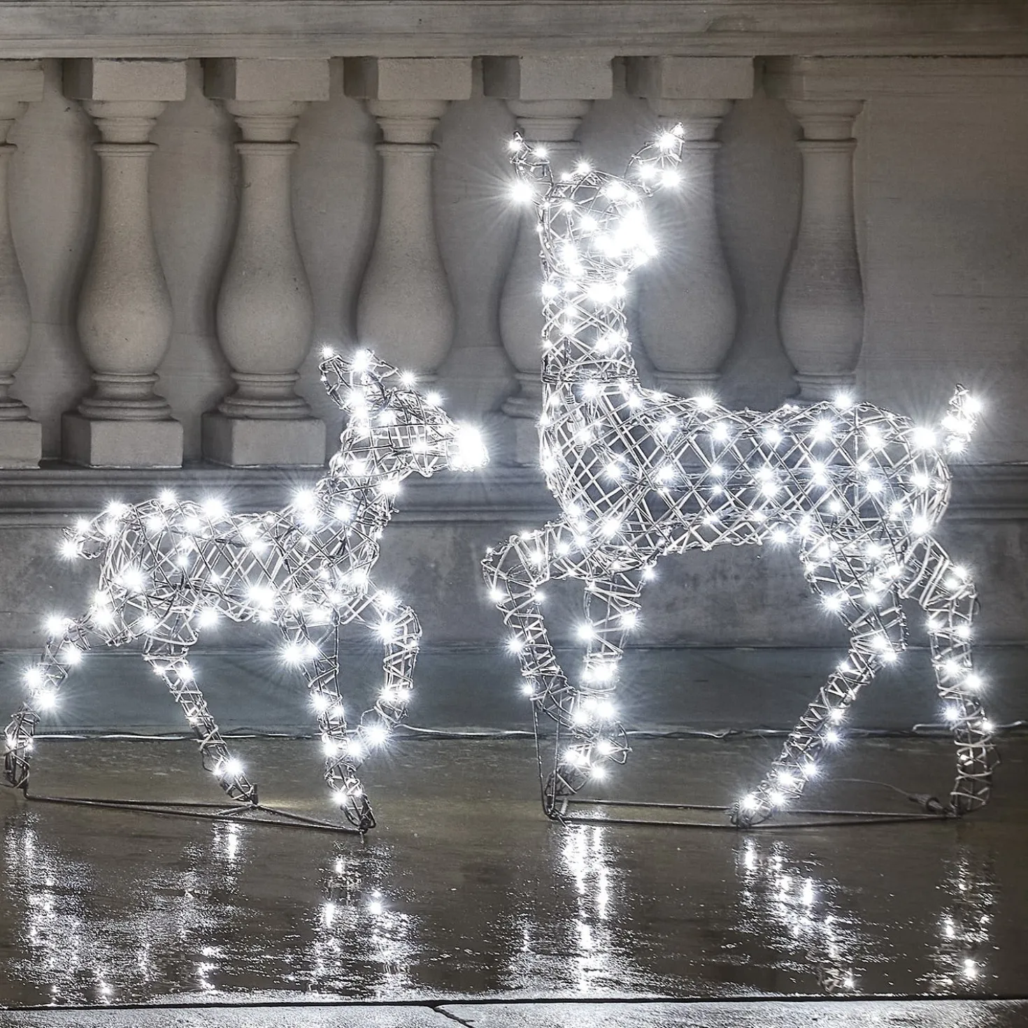 2er Set LED-Rentier Hirschkuh & Rehkitz L Studley