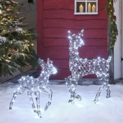 2er Set LED-Rentier Hirschkuh & Rehkitz L Studley