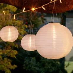 3er Set LED Solar Lampions weiß