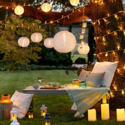 3er Set LED Solar Lampions weiß