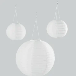 3er Set LED Solar Lampions weiß