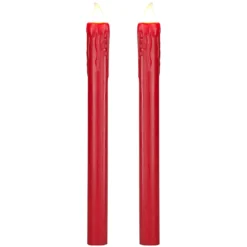 2er Set LED Stabkerzen Echtwachs Rot