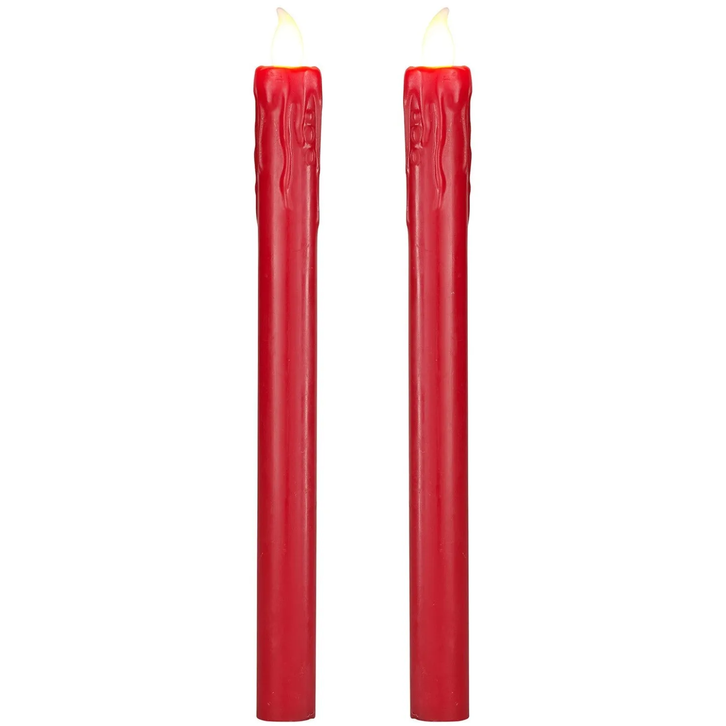 2er Set LED Stabkerzen Echtwachs Rot