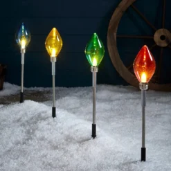 4er Set LED Stableuchten mehrfarbig Weihnachtsdeko außen
