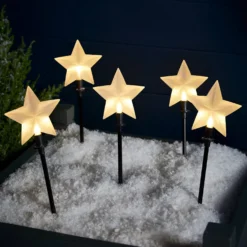 5er Set LED Stableuchten Sterne Weihnachtsdeko außen