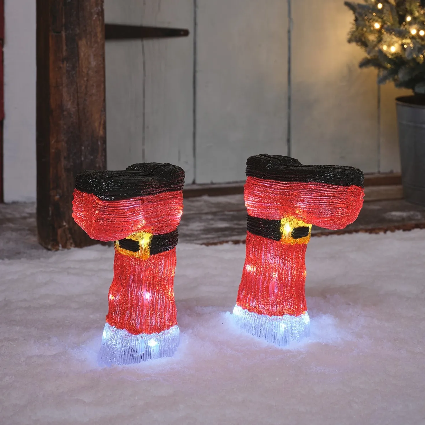 2er Set LED-Stableuchten Weihnachtsstiefel