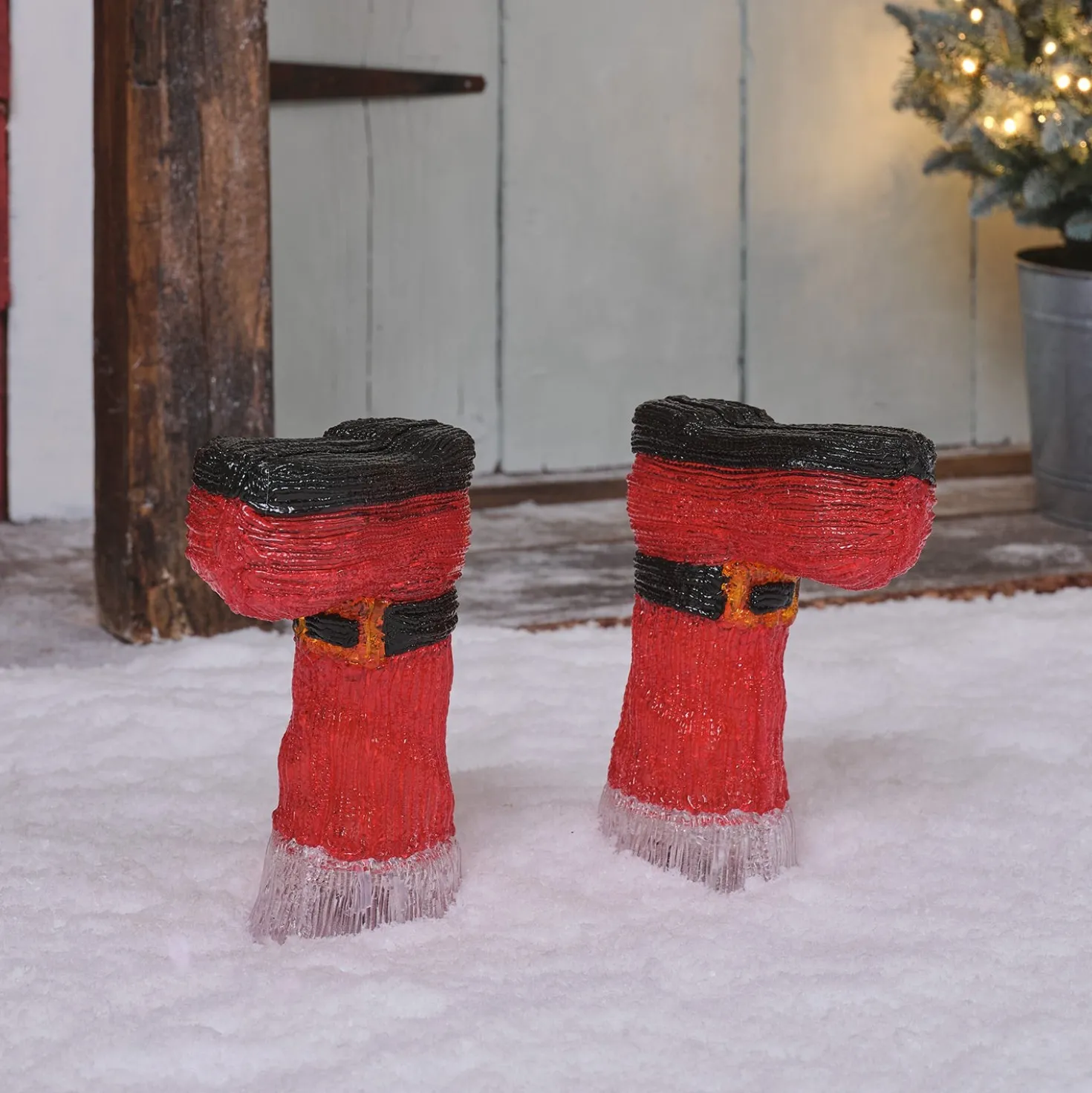 2er Set LED-Stableuchten Weihnachtsstiefel
