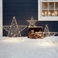 3er Set LED Sterne Weihnachtsdeko außen