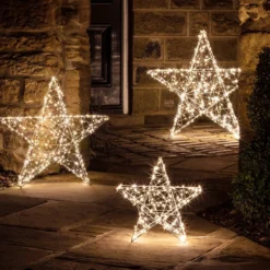 3er Set LED Sterne Weihnachtsdeko außen