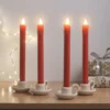 2er Set LED Tafelkerzen Echtwachs Rot mit Fernbedienung