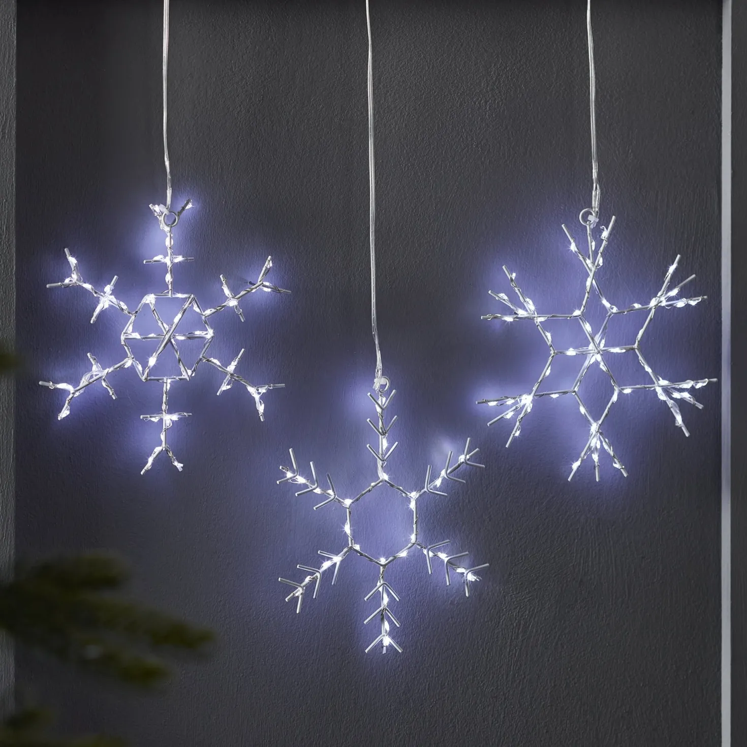 3er Set LED Weihnachtsdeko Schneeflocken