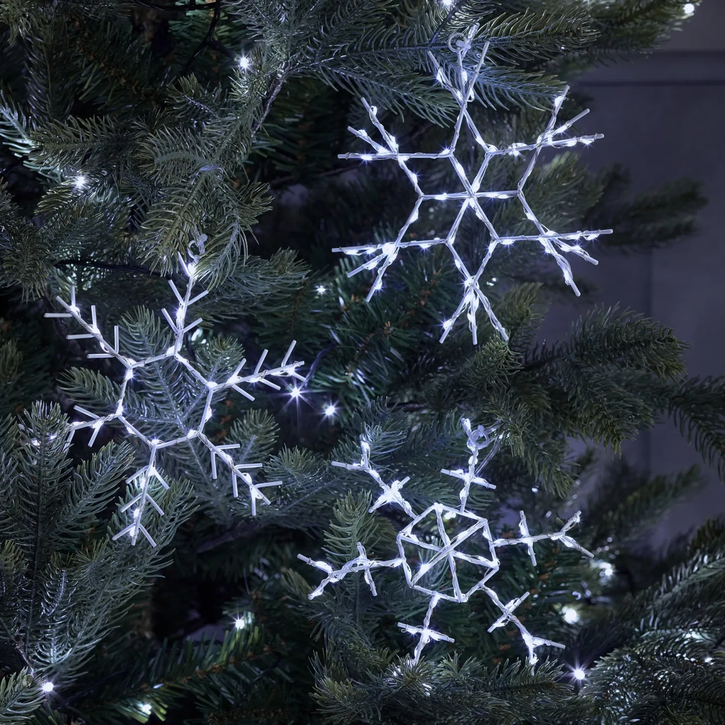 3er Set LED Weihnachtsdeko Schneeflocken