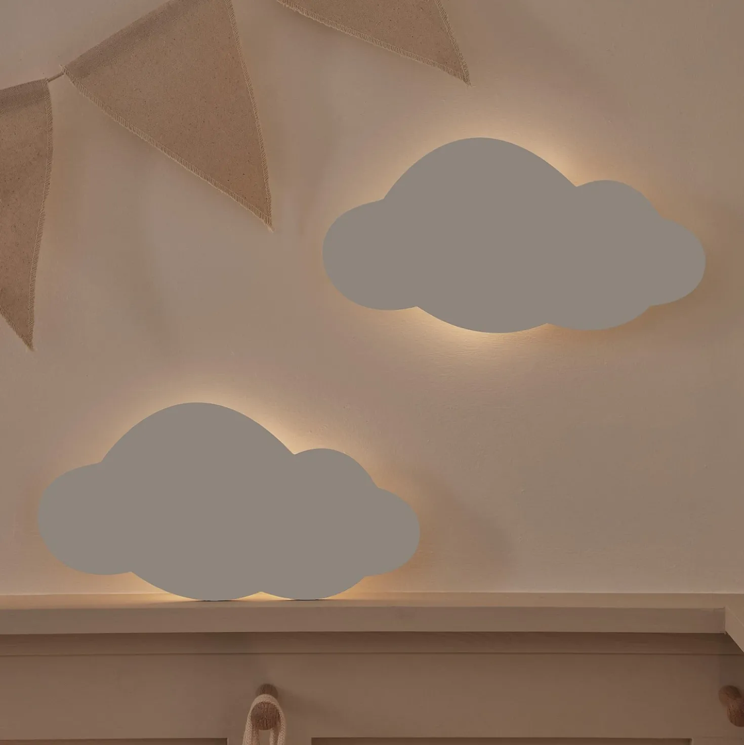 2er Set LED Wolke Nachtlicht wiederaufladbar mit Fernbedienung