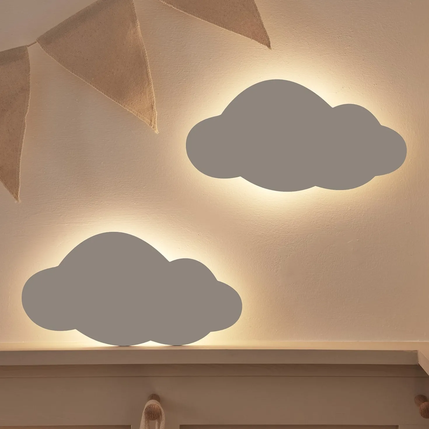 2er Set LED Wolke Nachtlicht wiederaufladbar mit Fernbedienung