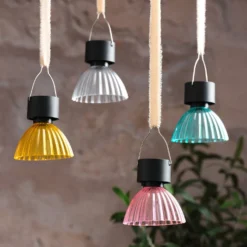4er Set "Lustre" Solar-Hängeleuchten in Pastellfarben