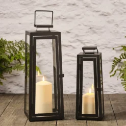 2er Set Metall Laternen schwarz mit TruGlow® Kerzen