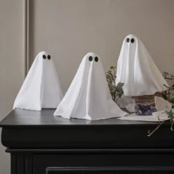 3er Set Mini LED-Halloween-Geister mit 6h-Timer