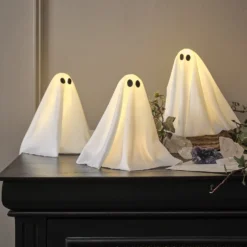 3er Set Mini LED-Halloween-Geister mit 6h-Timer