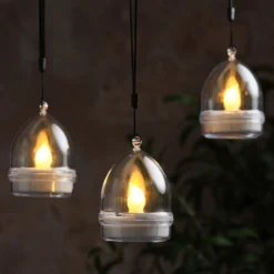 3er Set Mini Solar-Hängelaternen mit warmweißem Flammeneffekt