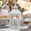 2er Set Perth Metall Laternen weiß mit TruGlow® Outdoor Kerzen mit Fernbedienung
