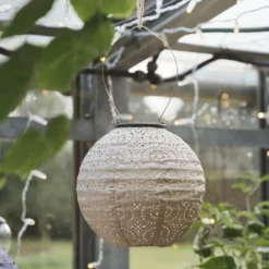 3er Set Scandi Tyvek Solar-Lampions in Flieder, Blau & Cremeweiß