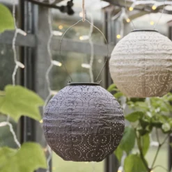 3er Set Scandi Tyvek Solar-Lampions in Flieder, Blau & Cremeweiß