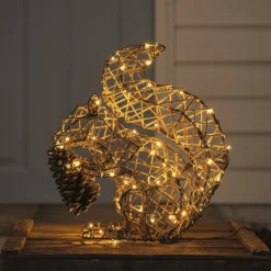 2er-Set Sherwood Rattan LED-Gartenfiguren Fuchs & Eichhörnchen mit 160 LEDs & Timer