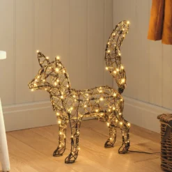 2er-Set Sherwood Rattan LED-Gartenfiguren Fuchs & Eichhörnchen mit 160 LEDs & Timer