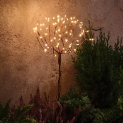 3er Set Solar Feuerwerk Gartenstecker mit warmweißen Mikro-LEDs