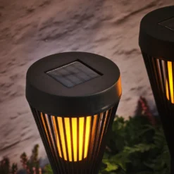 2er Set Solar Gartenfackeln