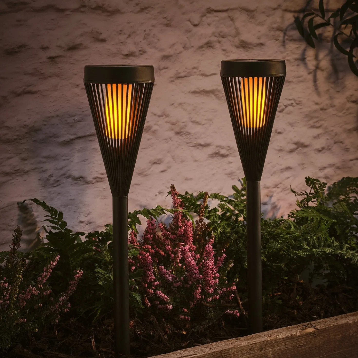 2er Set Solar Gartenfackeln