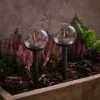 2er Set Solar‑Gartensteckerkugeln mit Filament‑Optik