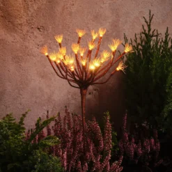 3er Set Solar-Gartenstecker warmweiße Pusteblume