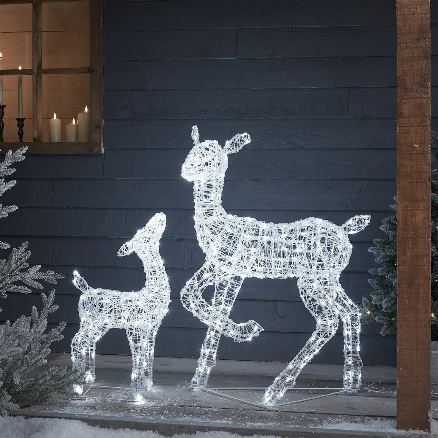 2er Set Solar-LED-Rentiere Hirschkuh & Rehkitz M Swinsty
