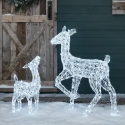 2er Set Solar-LED-Rentiere Hirschkuh & Rehkitz M Swinsty