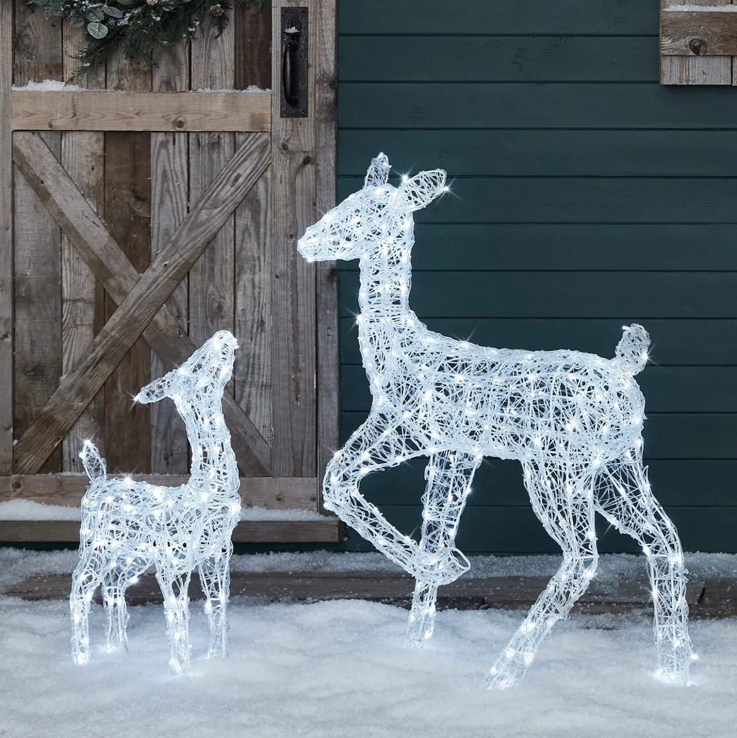 2er Set Solar-LED-Rentiere Hirschkuh & Rehkitz M Swinsty