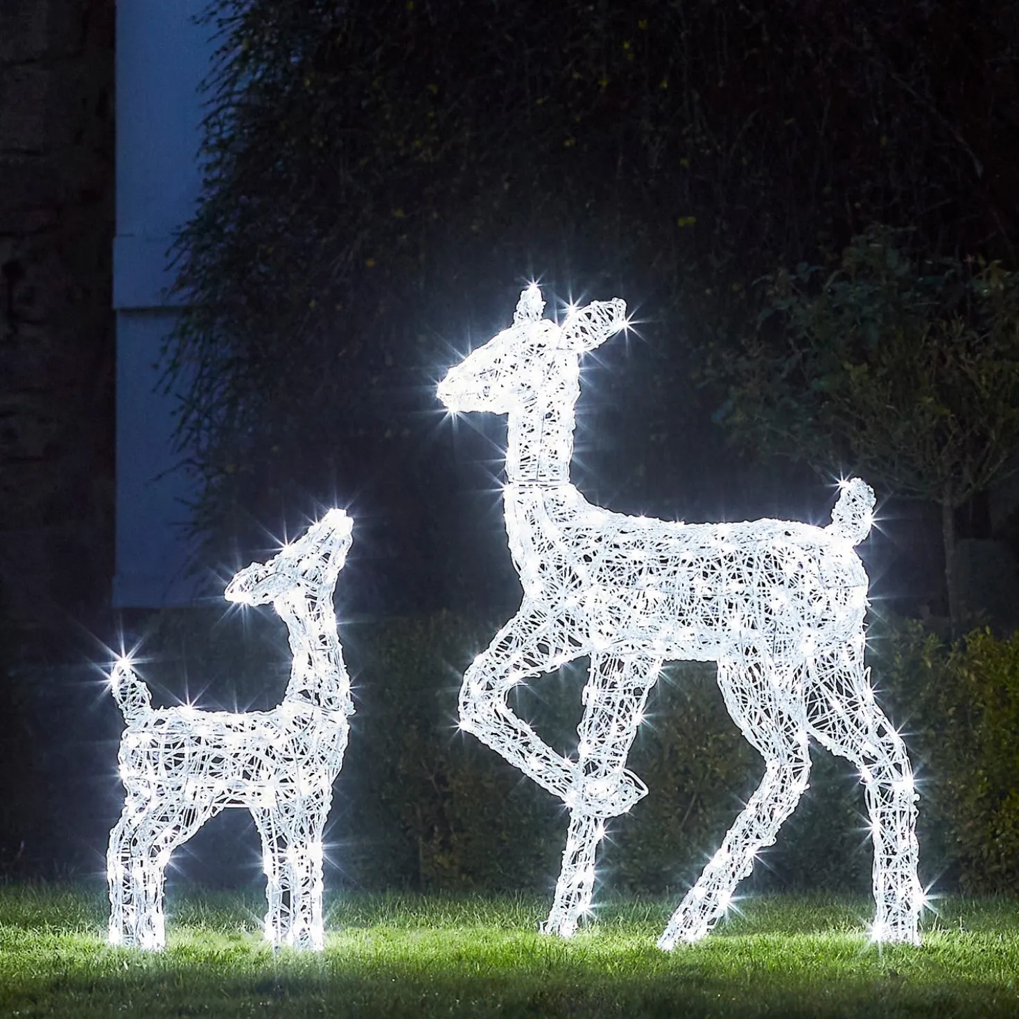 2er Set Solar-LED-Rentiere Hirschkuh & Rehkitz M Swinsty