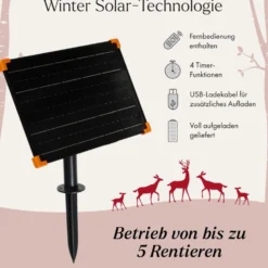 2er Set Solar-LED-Rentier Hirsch & Hirschkuh L Studley