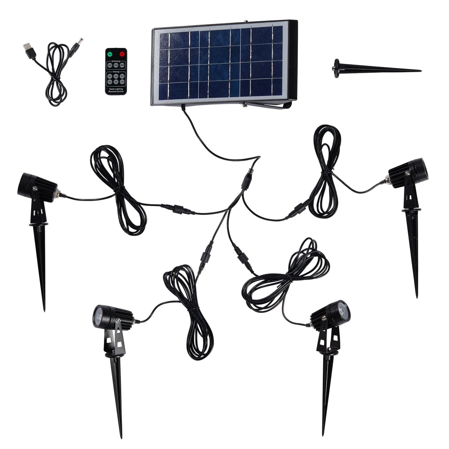 4er Set Solar LED Strahler in Premiumqualität 1W