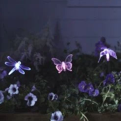 3er Set Solar Stableuchten Libelle, Schmetterling und Kolibri