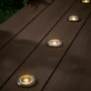 4er Set Solar Terrassen‑Einbaustrahler in Warmweiß, Silber