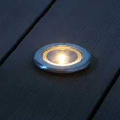 4er Set Solar Terrassen‑Einbaustrahler in Warmweiß, Silber