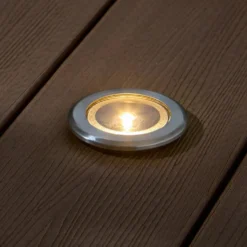 4er Set Solar Terrassen‑Einbaustrahler in Warmweiß, Silber
